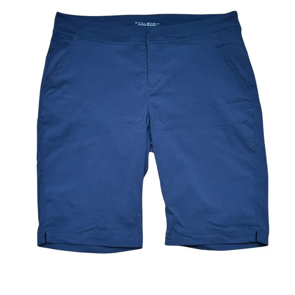 Columbia Women Omni-Shield Blue 11” Inseam Hiking Outdoor Pockets Shorts Size 10 - Picture 1 of 7